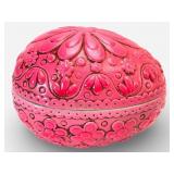 1970s Mod Hot Pink Ceramic Egg Trinket Dish