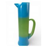 Vtg Blendo Glass Bermuda Twist Blue & Green Pitche