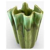 Vtg Drip Glaze Vase With Ruffled Top