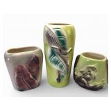 Vtg Royal Copley Planter Lot (3) With Leaves