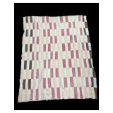 Vintage Hand-Stitched Cotton Quilt Brick Pattern