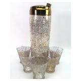 Rare MCM West Virginia Glass Gold & White Cocktail