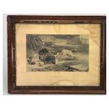 Henpecked Print By R. Morley In Wood Frame