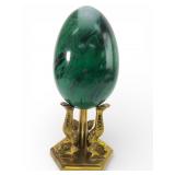 MCM Malachite Style Egg On Brass Base