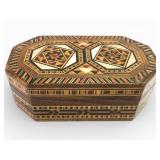 Mosaic Inlaid Wood Box With Lid 5ï¿½2 3/4ï¿½1 3/4