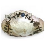 Studio Pottery Folded Bowl With Floral Design