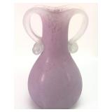 Polish Purple Art Glass Vase With Handles