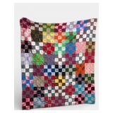 Vtg Patchwork Tie Quilt 76 X 86