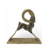 Art Deco Brass Big Horn Ram Statue