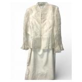 White Satin 3-Piece Dress & Jacket Set