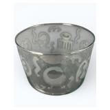 Etched Crystal Bowl With Greenish Tint