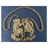Vintage Gold-Tone Necklace W/ Mythological Figures