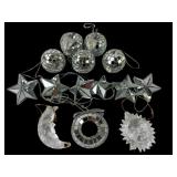 Silver Mirrored Ball & Star Ornaments Set