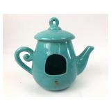 Turquoise Ceramic Teapot With Open Front
