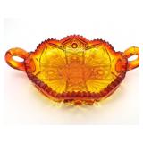 Vtg LE Smith Amberina Glass Pinwheel Dish