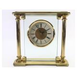 Quartz Glass & Brass Mantel Clock