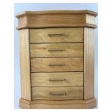 Wood Jewelry Chest With Mirror & Drawers