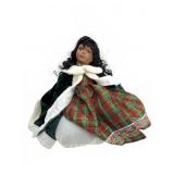 Porcelain and Cloth Doll with Green Cape