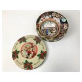 Santa Cookie Tin W/Sewing Supplies