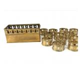 Brass Napkin Rings & Holder Set Made In India