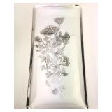 Silver City Poppy Decoration On Glass Tray