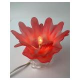 Red Floral Glass Lamp With Dimmer Switch