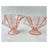 Indiana Glass Pink Cracked Ice Creamer & Sugar