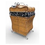 Wicker & Metal Basket With Lid