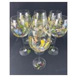 Hand Painted Butterfly & Floral Wine Glasses