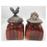 Amber Glass Jar Candles W/ Decorative Lids