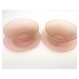 Vtg Frosted Satin Pink Indiana Glass Bowls & Sauce