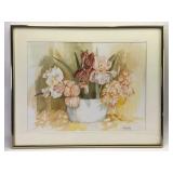 C Dunphy Floral Watercolor In Frame