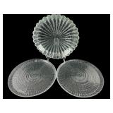 3 Clear Glass Plates & Deep Dish