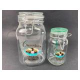 2 Glass Canisters With Chocolate Design