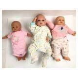 3 Baby Dolls With Clothing