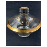 Gold Trim & Leaf Design Glass Dish