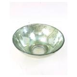 Green Iridescent Glass Bowl With Paisley Design