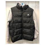Hurley Black Puffer Vest With Grey Sleeves