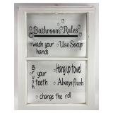 Bathroom Rules Vinyl On Vintage Window