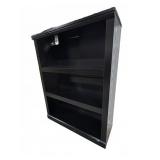 Black Wood Veneer Three-Shelf Bookcase