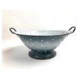 Vintage Blue Enamelware Colander 10ï¿½ Diameter