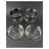 Glass Hurricane & Vase Set With Silver Trim