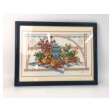Framed Cross-Stitch Pottery Scene 11ï¿½14