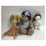 Boyds Bears & Handmade Doll Trio