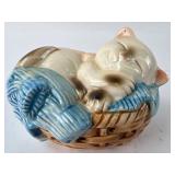 Avon 1983 Cat In Basket Figurine