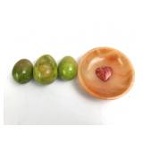 Genuine Alabaster Heart Tray & Eggs