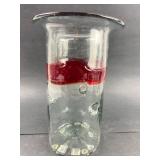 Glass Vase With Red Band Accent