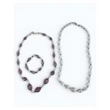 Purple & Blue Plastic Necklaces With Bracelet