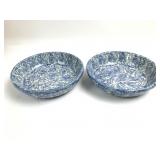 Workshops Of Gerald E. Henn Blue Spongeware Bowls