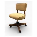 Mid-Century Wooden Swivel Office Chair